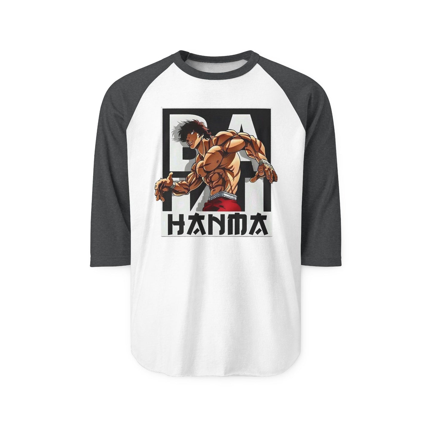HANMA Unisex Three-Quarter Sleeve Sports Tee, Casual Graphic Top, Anime-Inspired Apparel, Perfect Gift for Fans, Everyday Wear