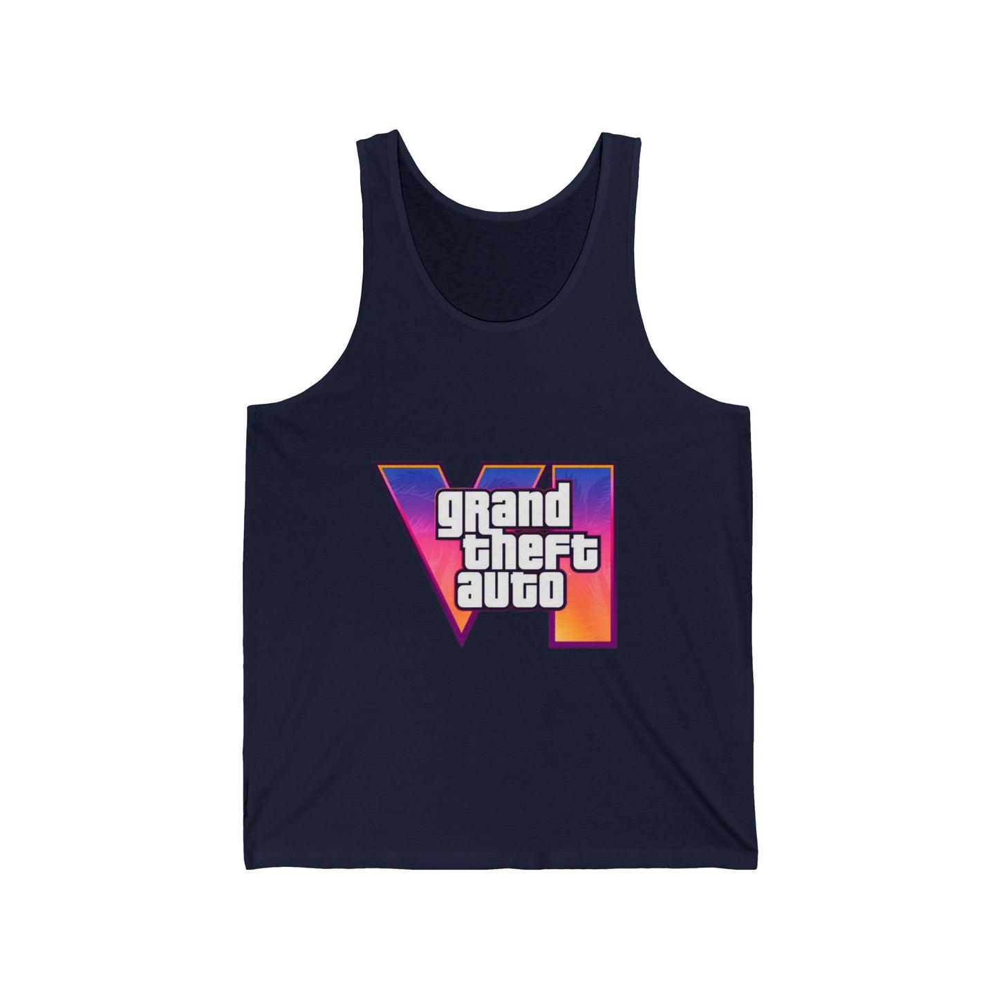 Unisex Jersey Tank Top with Vice City 6 Design - Perfect for Gamers, Summer Festivals, Sports Events, Gift for Him/Her/You