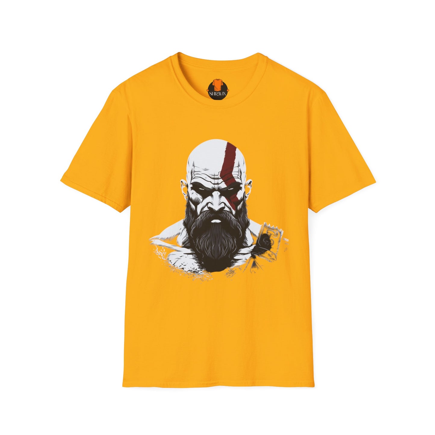 Kratos Inspired Unisex Softstyle T-Shirt, Gaming Tee, Geek Wear, Men's Graphic Tee, Gift for Gamers, Birthday Present, Casual Wear