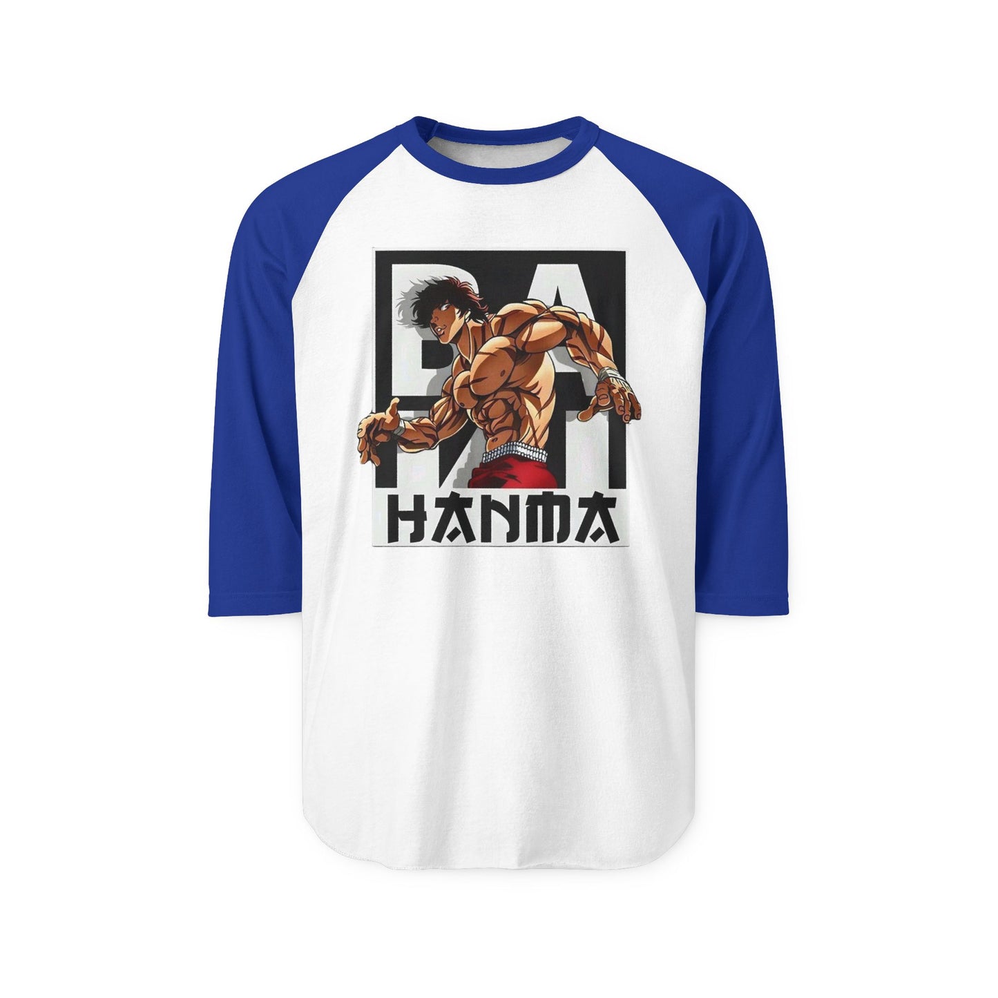 HANMA Unisex Three-Quarter Sleeve Sports Tee, Casual Graphic Top, Anime-Inspired Apparel, Perfect Gift for Fans, Everyday Wear