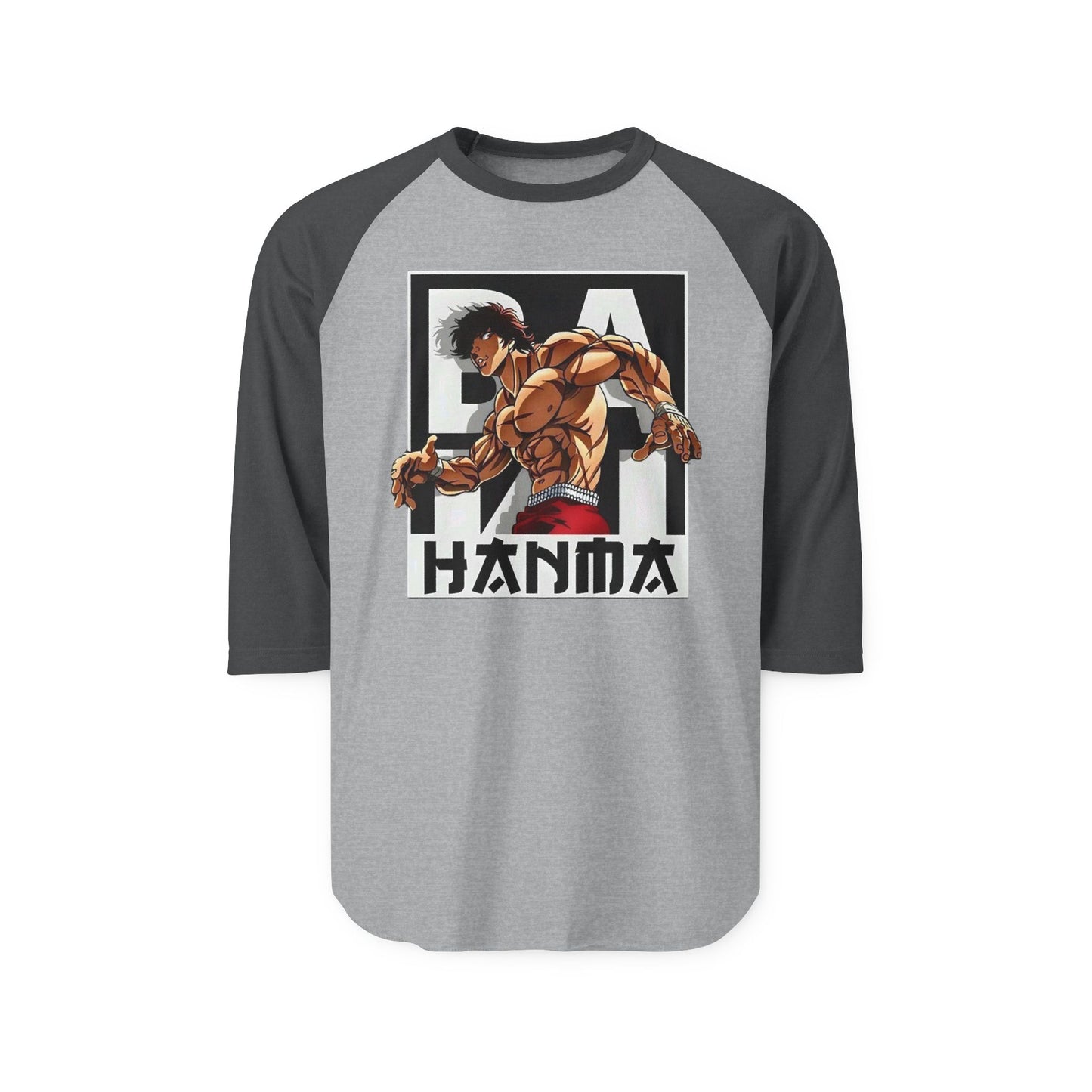 HANMA Unisex Three-Quarter Sleeve Sports Tee, Casual Graphic Top, Anime-Inspired Apparel, Perfect Gift for Fans, Everyday Wear