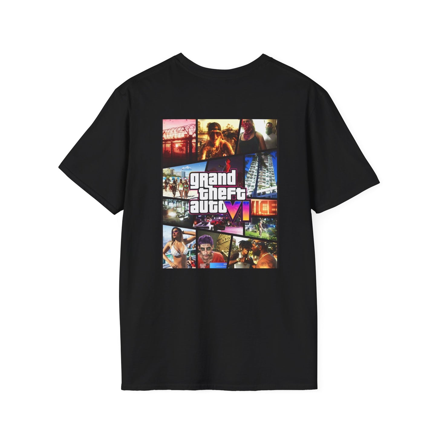 Vice City VI Inspired Unisex Softstyle T-Shirt, Gamer Apparel, Video Game Merchandise, Retro Gaming Gift, Casual Wear