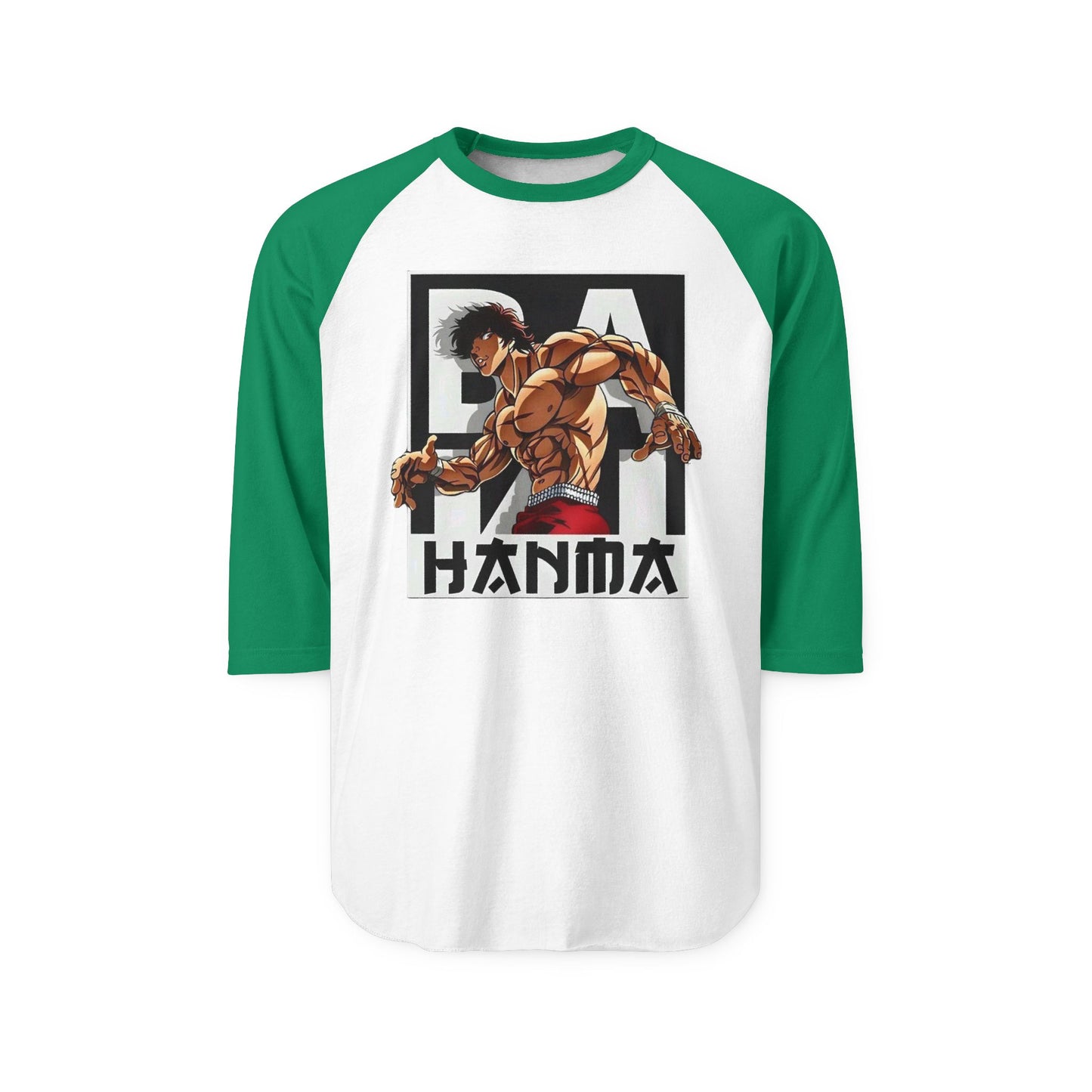 HANMA Unisex Three-Quarter Sleeve Sports Tee, Casual Graphic Top, Anime-Inspired Apparel, Perfect Gift for Fans, Everyday Wear