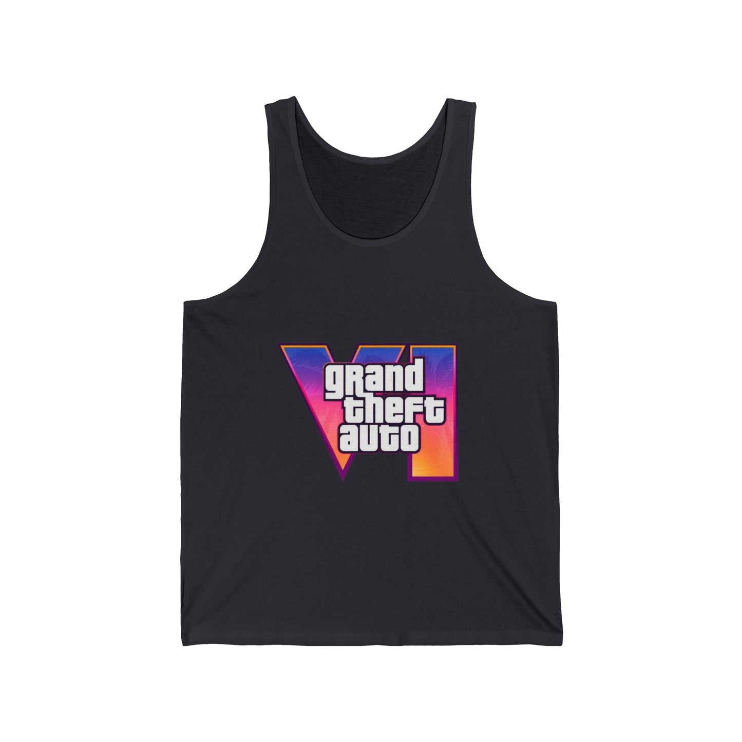 Unisex Jersey Tank Top with Vice City 6 Design - Perfect for Gamers, Summer Festivals, Sports Events, Gift for Him/Her/You