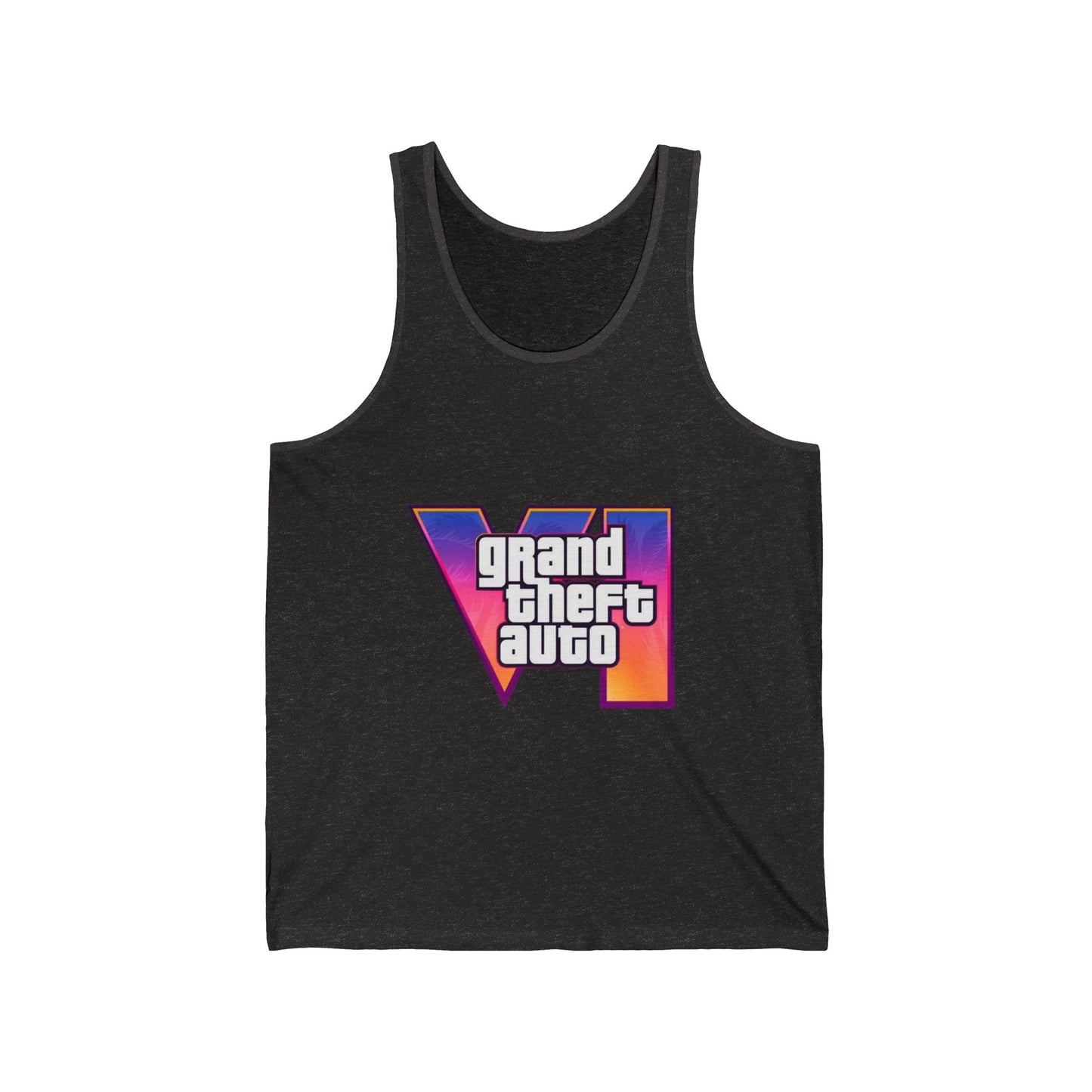 Unisex Jersey Tank Top with Vice City 6 Design - Perfect for Gamers, Summer Festivals, Sports Events, Gift for Him/Her/You