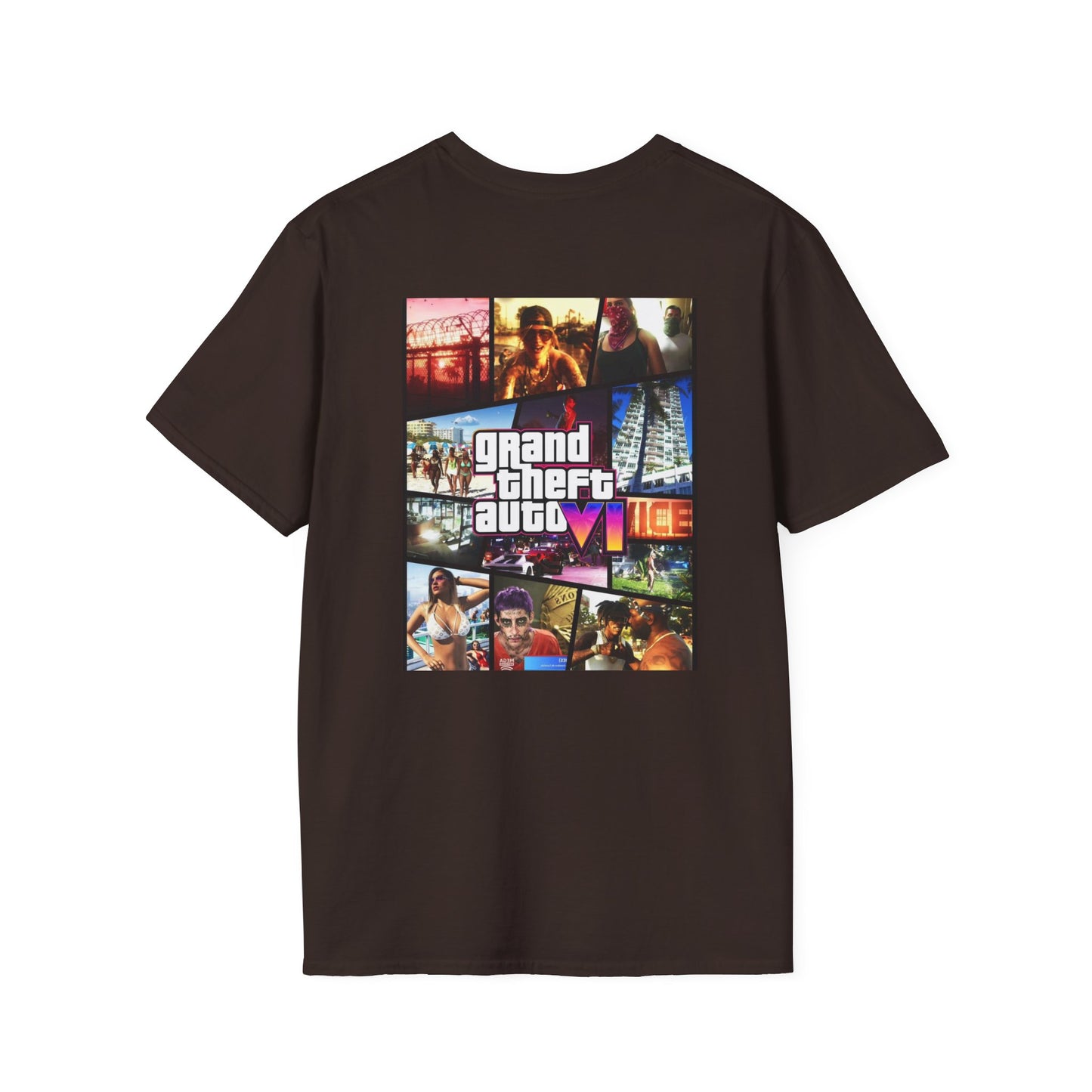 Vice City VI Inspired Unisex Softstyle T-Shirt, Gamer Apparel, Video Game Merchandise, Retro Gaming Gift, Casual Wear