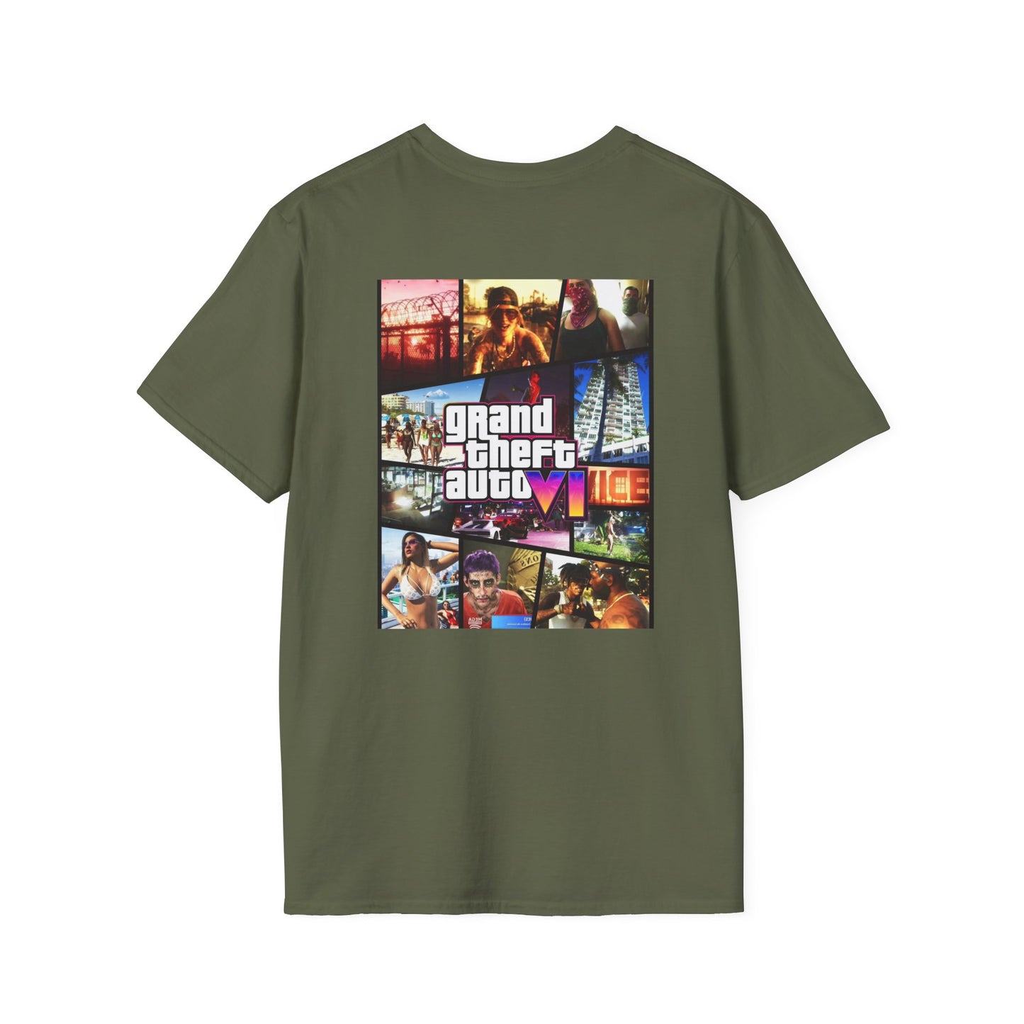 Vice City VI Inspired Unisex Softstyle T-Shirt, Gamer Apparel, Video Game Merchandise, Retro Gaming Gift, Casual Wear