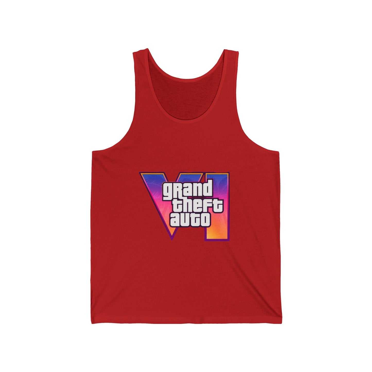 Unisex Jersey Tank Top with Vice City 6 Design - Perfect for Gamers, Summer Festivals, Sports Events, Gift for Him/Her/You