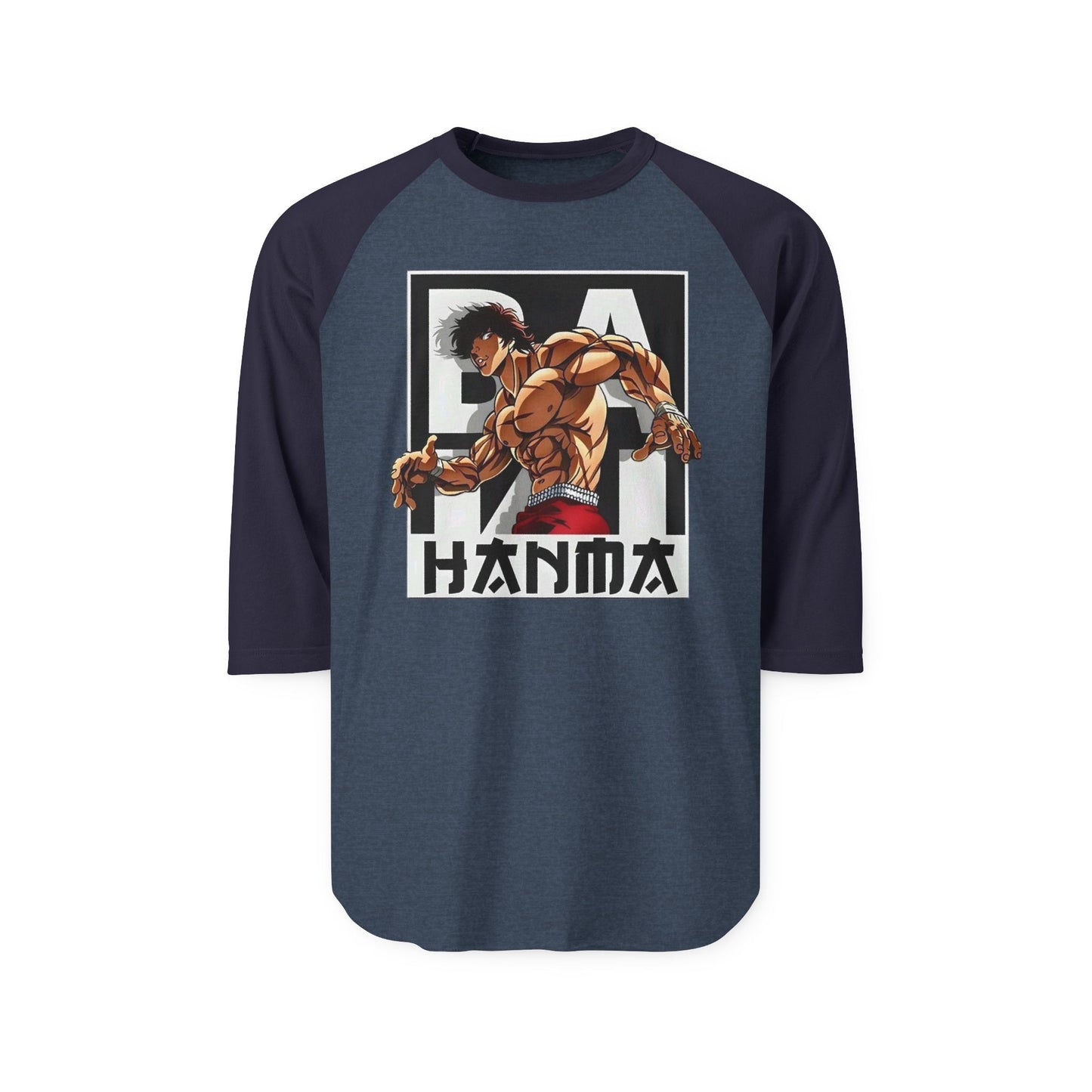 HANMA Unisex Three-Quarter Sleeve Sports Tee, Casual Graphic Top, Anime-Inspired Apparel, Perfect Gift for Fans, Everyday Wear