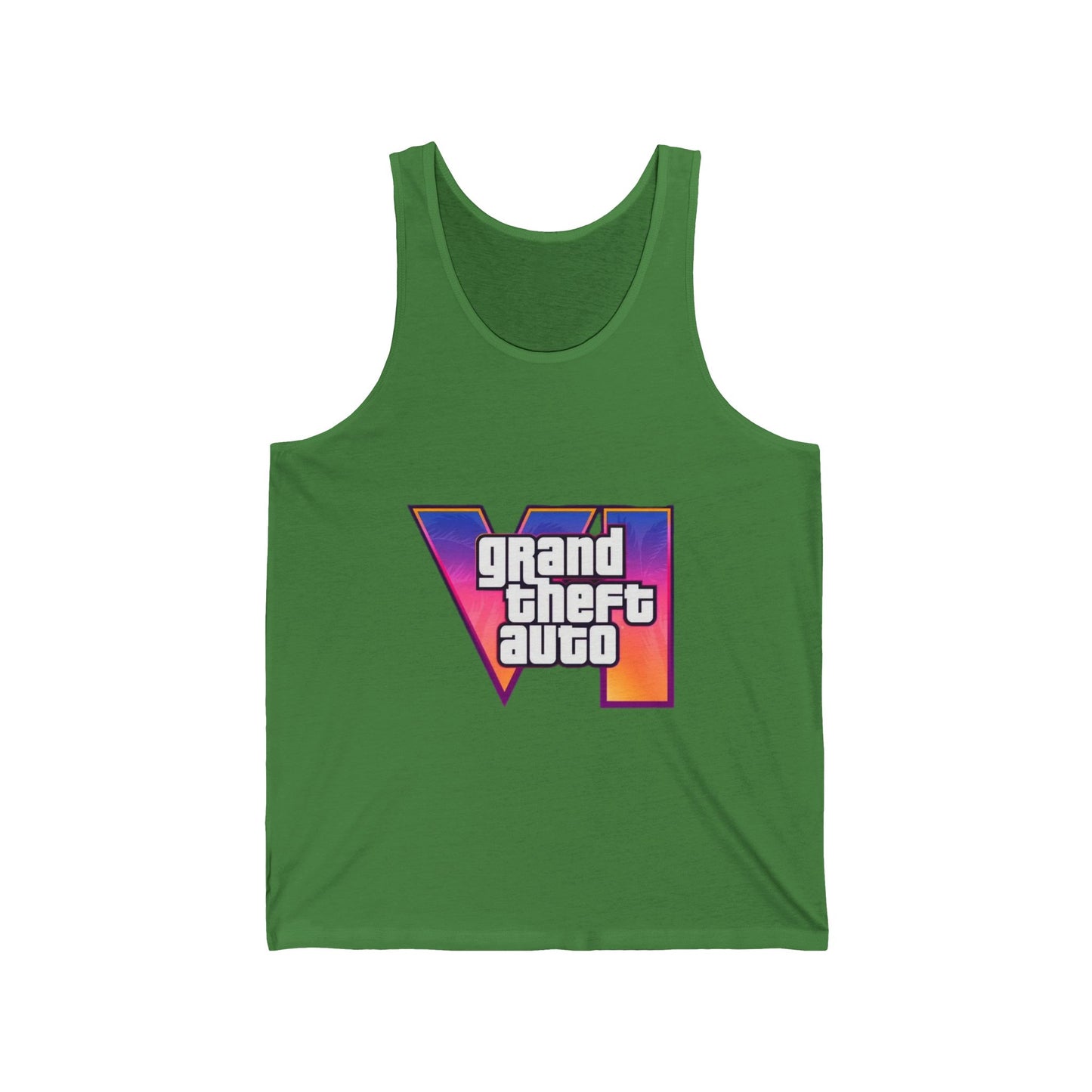 Unisex Jersey Tank Top with Vice City 6 Design - Perfect for Gamers, Summer Festivals, Sports Events, Gift for Him/Her/You
