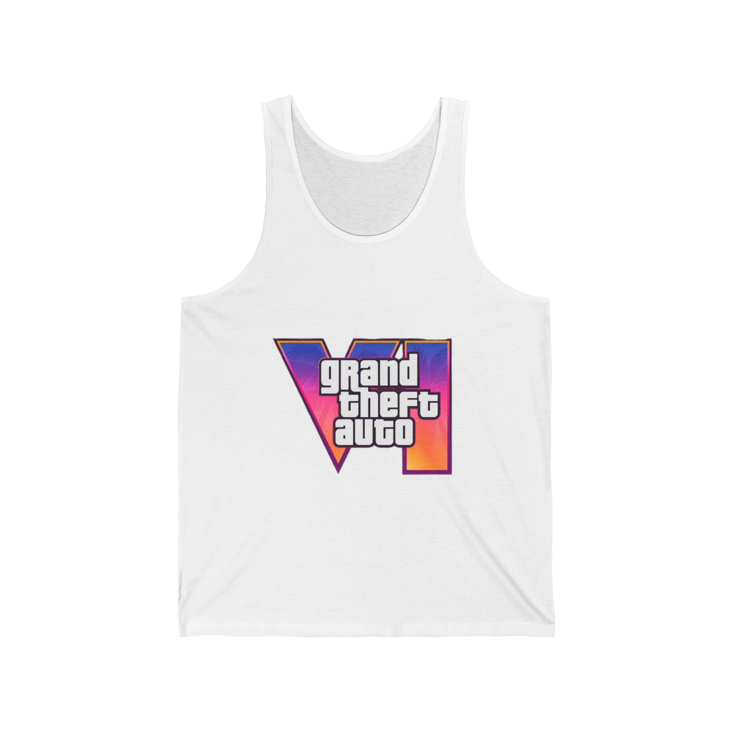 Unisex Jersey Tank Top with Vice City 6 Design - Perfect for Gamers, Summer Festivals, Sports Events, Gift for Him/Her/You