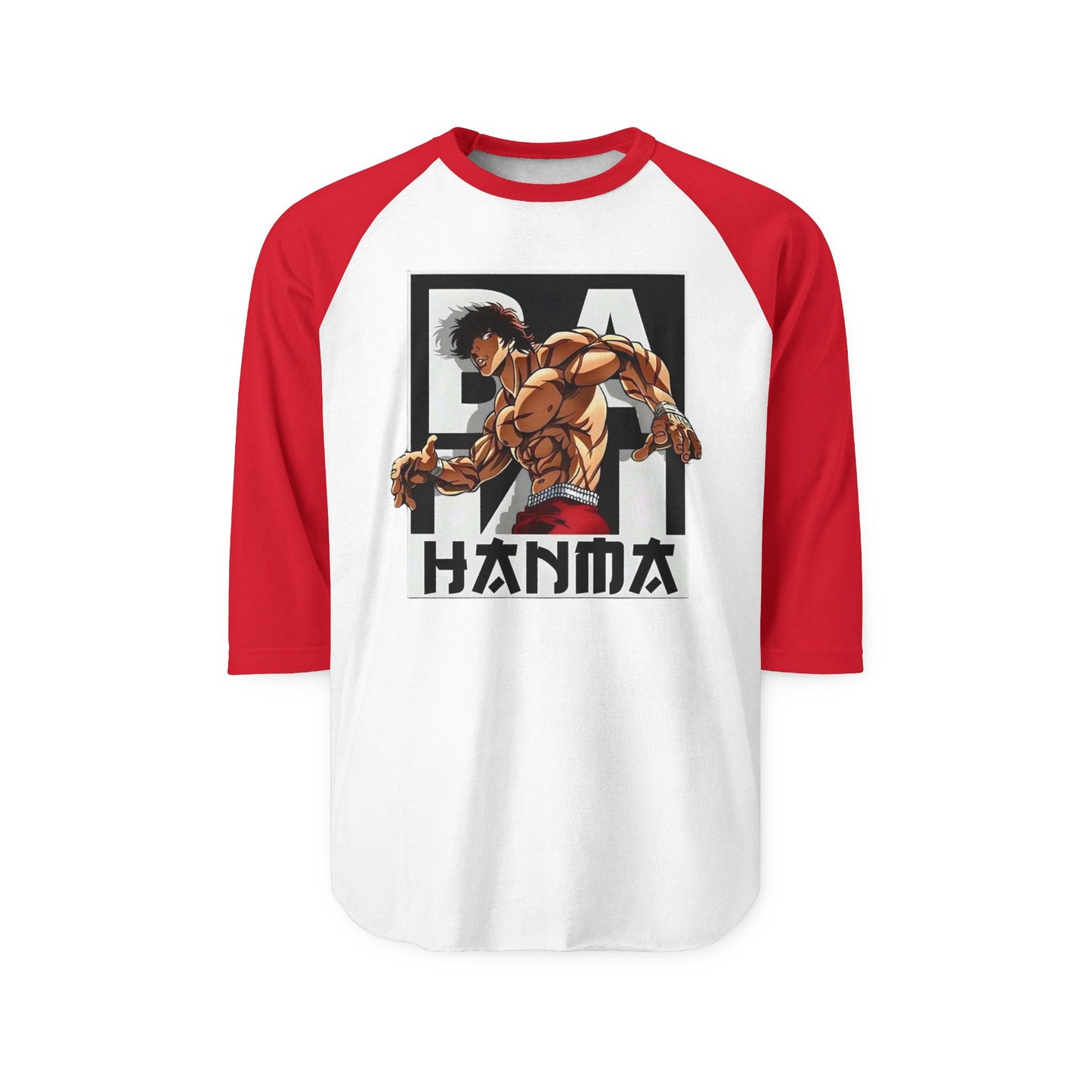 HANMA Unisex Three-Quarter Sleeve Sports Tee, Casual Graphic Top, Anime-Inspired Apparel, Perfect Gift for Fans, Everyday Wear