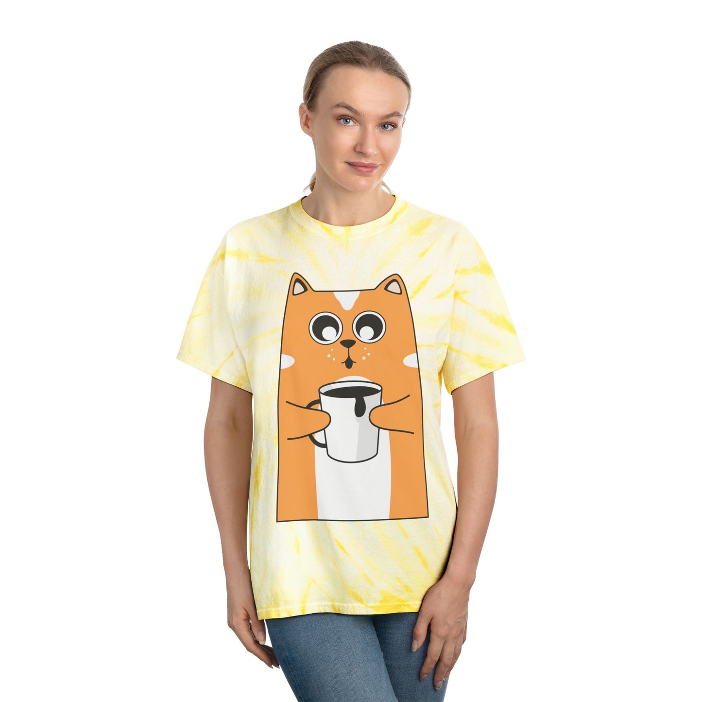 Tie-Dye Cat Tee - Fun & Vibrant Graphic T-Shirt, Summer Style, Gift for Cat Lovers, Unique Tie-Dye Apparel, Casual Wear