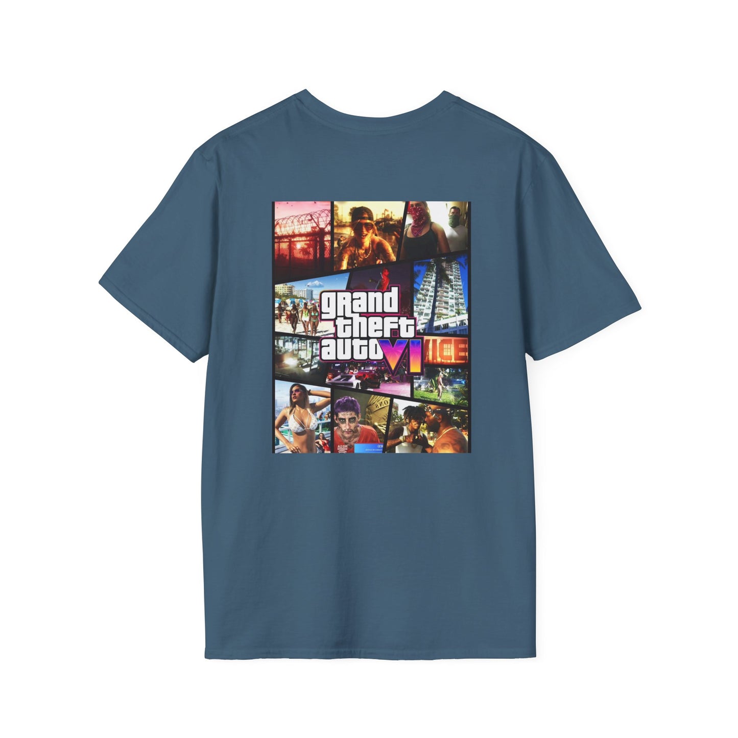 Vice City VI Inspired Unisex Softstyle T-Shirt, Gamer Apparel, Video Game Merchandise, Retro Gaming Gift, Casual Wear