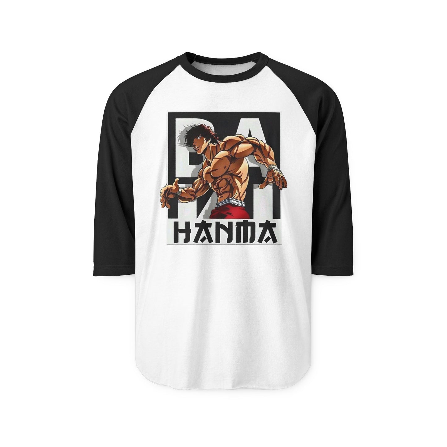 HANMA Unisex Three-Quarter Sleeve Sports Tee, Casual Graphic Top, Anime-Inspired Apparel, Perfect Gift for Fans, Everyday Wear