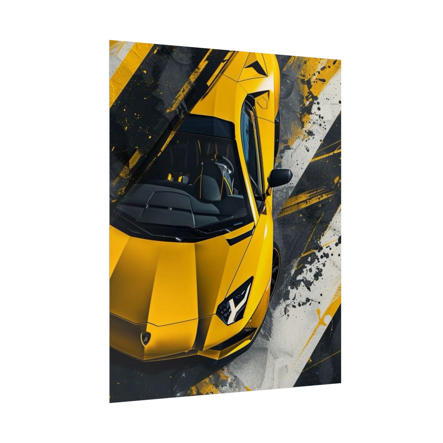 Lamborghini Yellow Rolled Posters, Car Decor, Art Wall Prints, Sports Car Gift, Automotive Wall Art