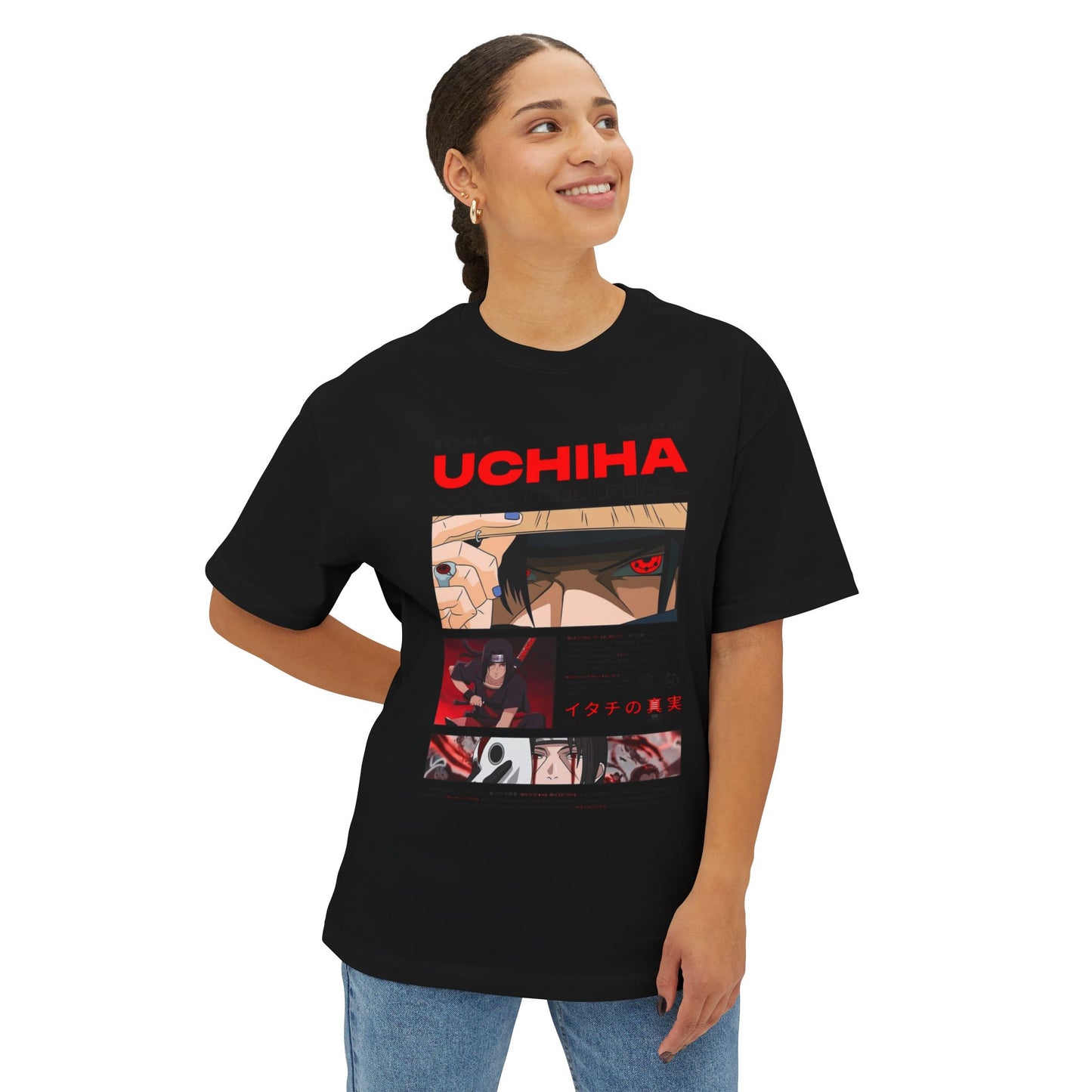 Stylish Uchiha Unisex Oversized Boxy Tee, Anime Fashion Shirt, Casual Wear for Fans, Anime Gift, Streetwear, Graphic Tee