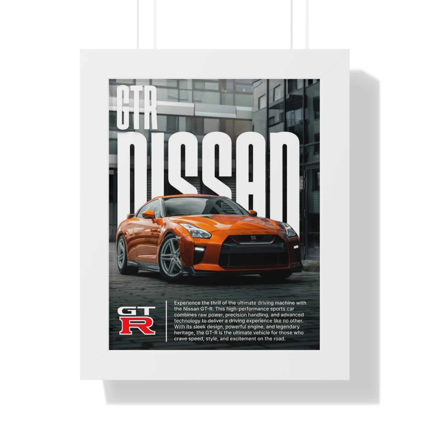GTR Nissan Framed Vertical Poster, Car Art Print, Automotive Decor, Gift for Car Enthusiasts, Wall Art for Garage, Nissan GT-R