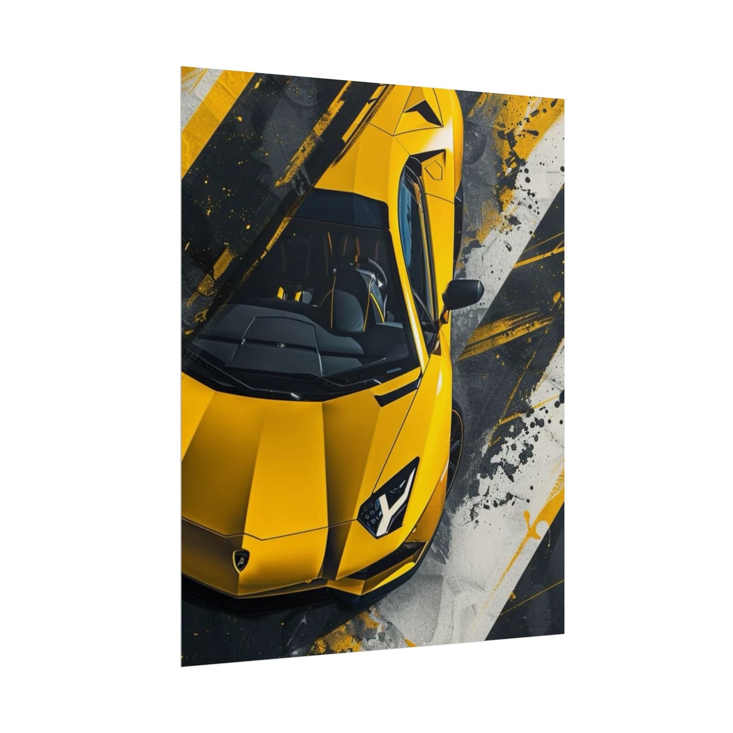 Lamborghini Yellow Rolled Posters, Car Decor, Art Wall Prints, Sports Car Gift, Automotive Wall Art