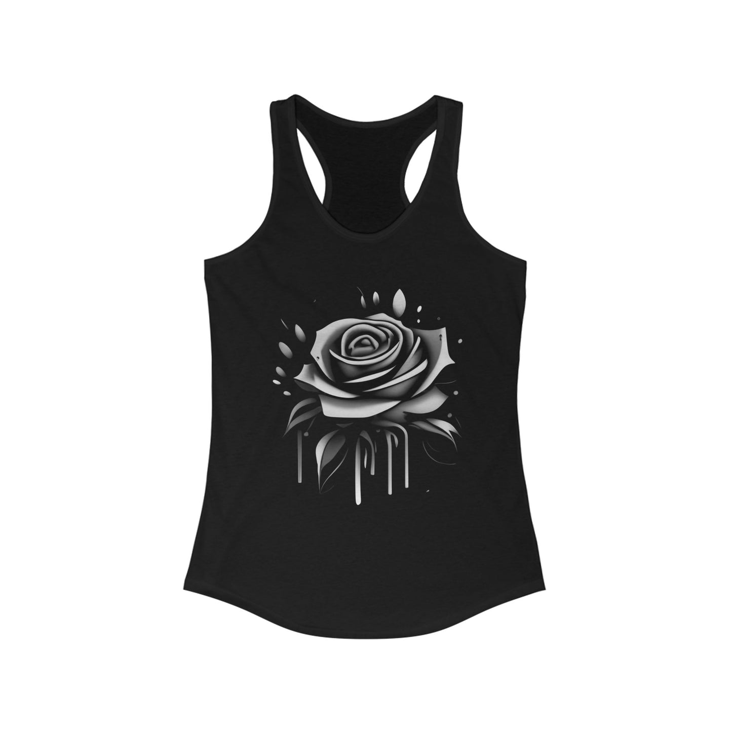 Elegant Floral Racerback Tank, Women’s Summer Top, Gym Tank, Gift for Her, Casual Wear, Rose Design Sleeveless Shirt