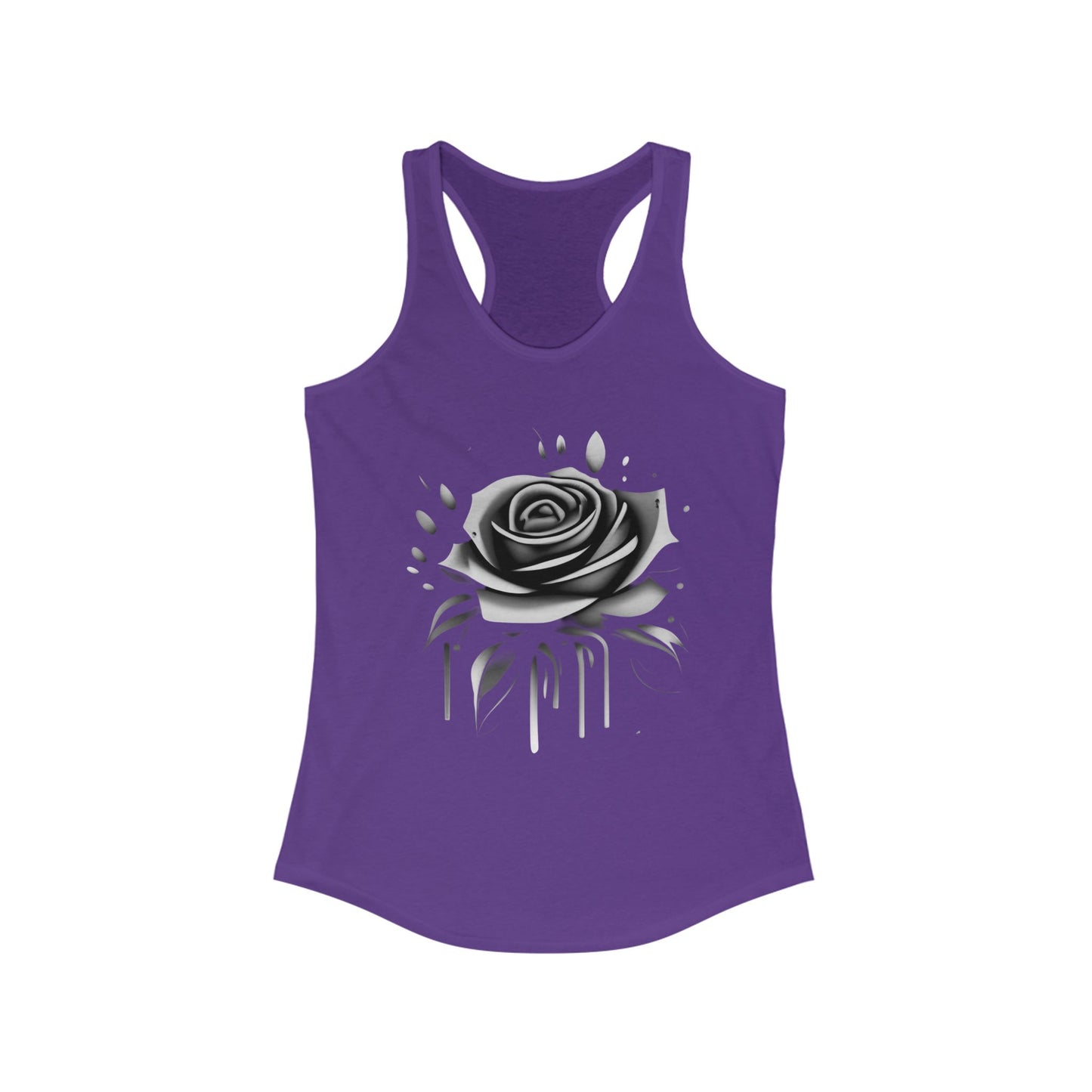 Elegant Floral Racerback Tank, Women’s Summer Top, Gym Tank, Gift for Her, Casual Wear, Rose Design Sleeveless Shirt