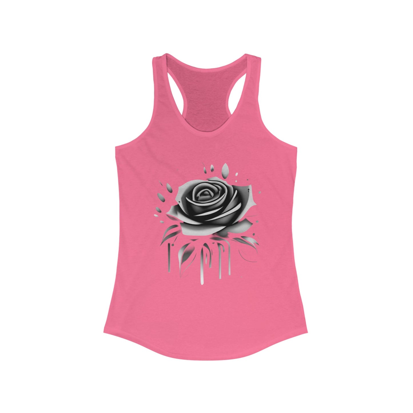 Elegant Floral Racerback Tank, Women’s Summer Top, Gym Tank, Gift for Her, Casual Wear, Rose Design Sleeveless Shirt