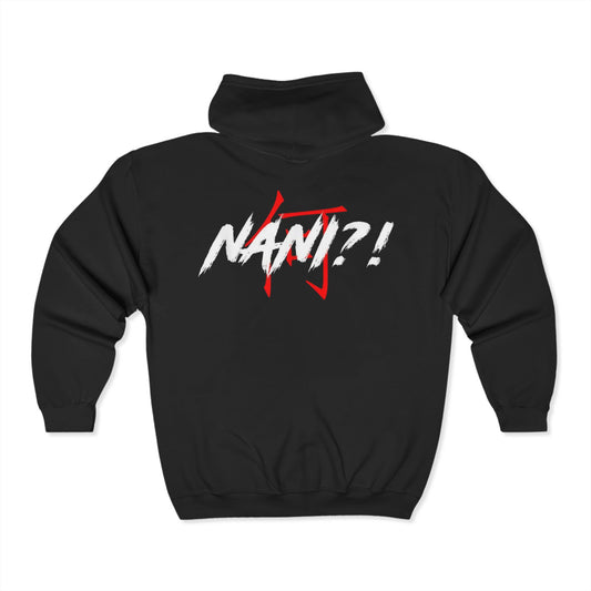 Anime-Inspired NANI Full Zip Hoodie with Fun Phrases - Great for Fans, Cosplay, Gifts, etc.