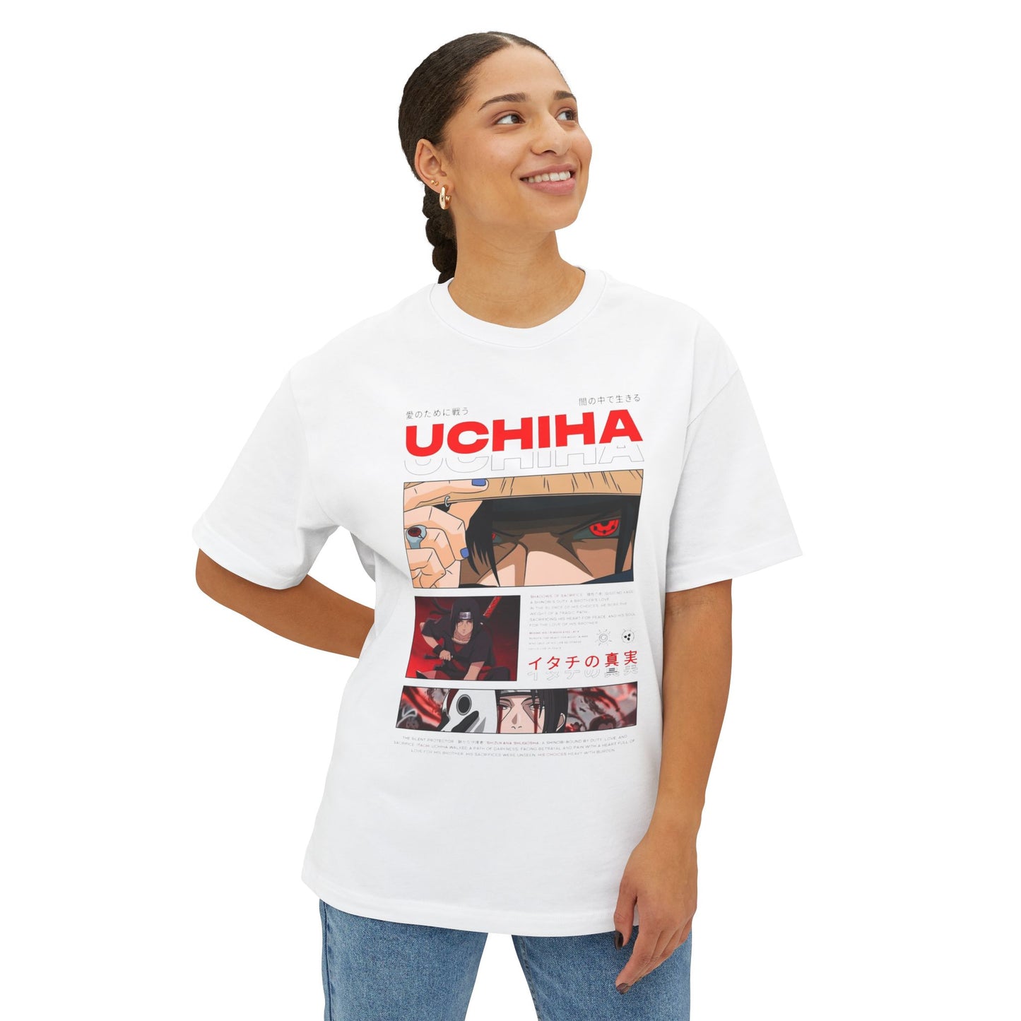 Stylish Uchiha Unisex Oversized Boxy Tee, Anime Fashion Shirt, Casual Wear for Fans, Anime Gift, Streetwear, Graphic Tee
