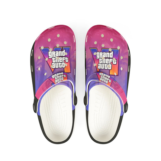 Vice City Drip 6 Crocs – Vice Mode Unlocked Foam Shoes, Fun Clogs for Gamers, Comfortable Slip-Ons, Unique Playful Footwear, Gift for Gaming Enthusiasts