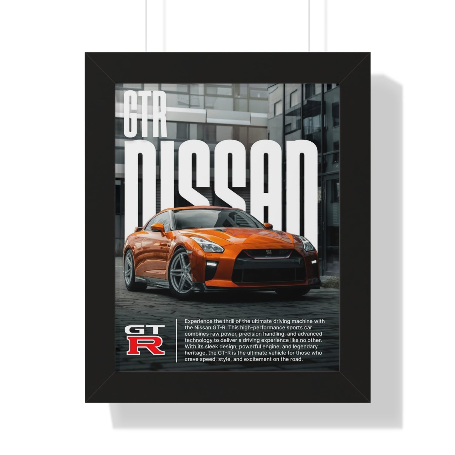 GTR Nissan Framed Vertical Poster, Car Art Print, Automotive Decor, Gift for Car Enthusiasts, Wall Art for Garage, Nissan GT-R
