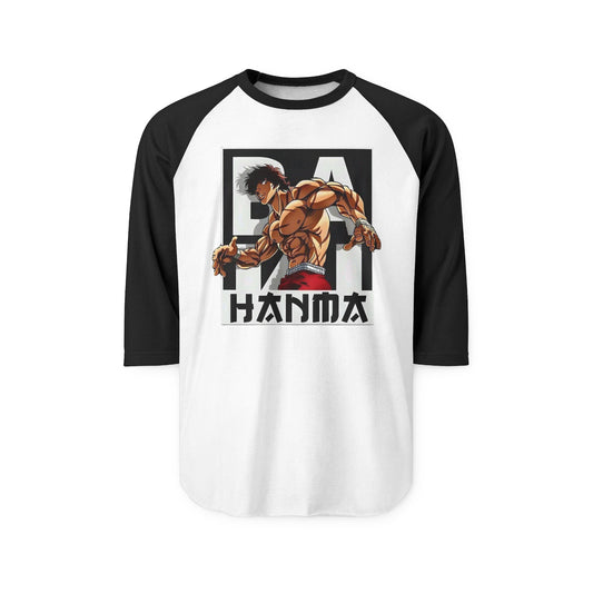 HANMA Unisex Three-Quarter Sleeve Sports Tee, Casual Graphic Top, Anime-Inspired Apparel, Perfect Gift for Fans, Everyday Wear